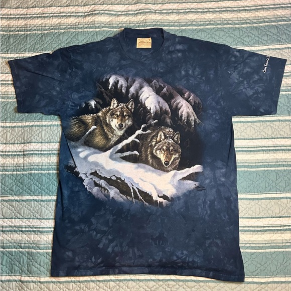 Vintage 90s The Mountain Arctic Wolves Tie Dye Graphic T-Shirt Sz Large - Picture 1 of 8